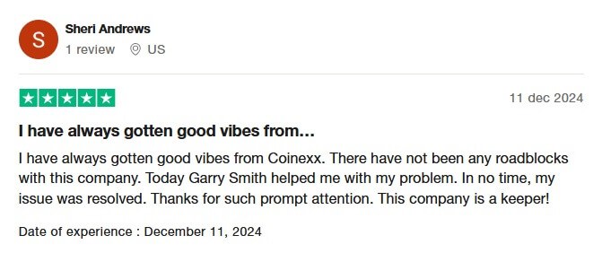 Coinexx Review - Trustpilot Review 1