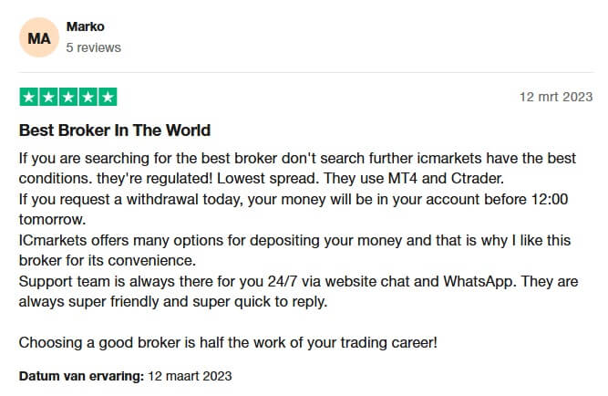 Icmarkets review - Trustpilot review - 1 (1)